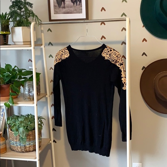 H&M gold decor sweater dress size 8 lightweight - Picture 2 of 4